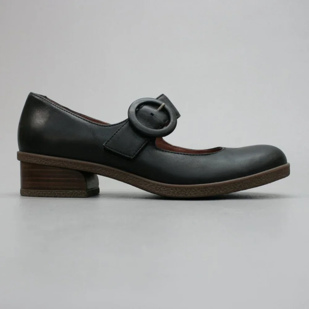 Dansko 39 Ladies 8.5-9 Brandy Black Burnished Leather Mary Jane Hook Loop Shoes - Picture 4 of 12